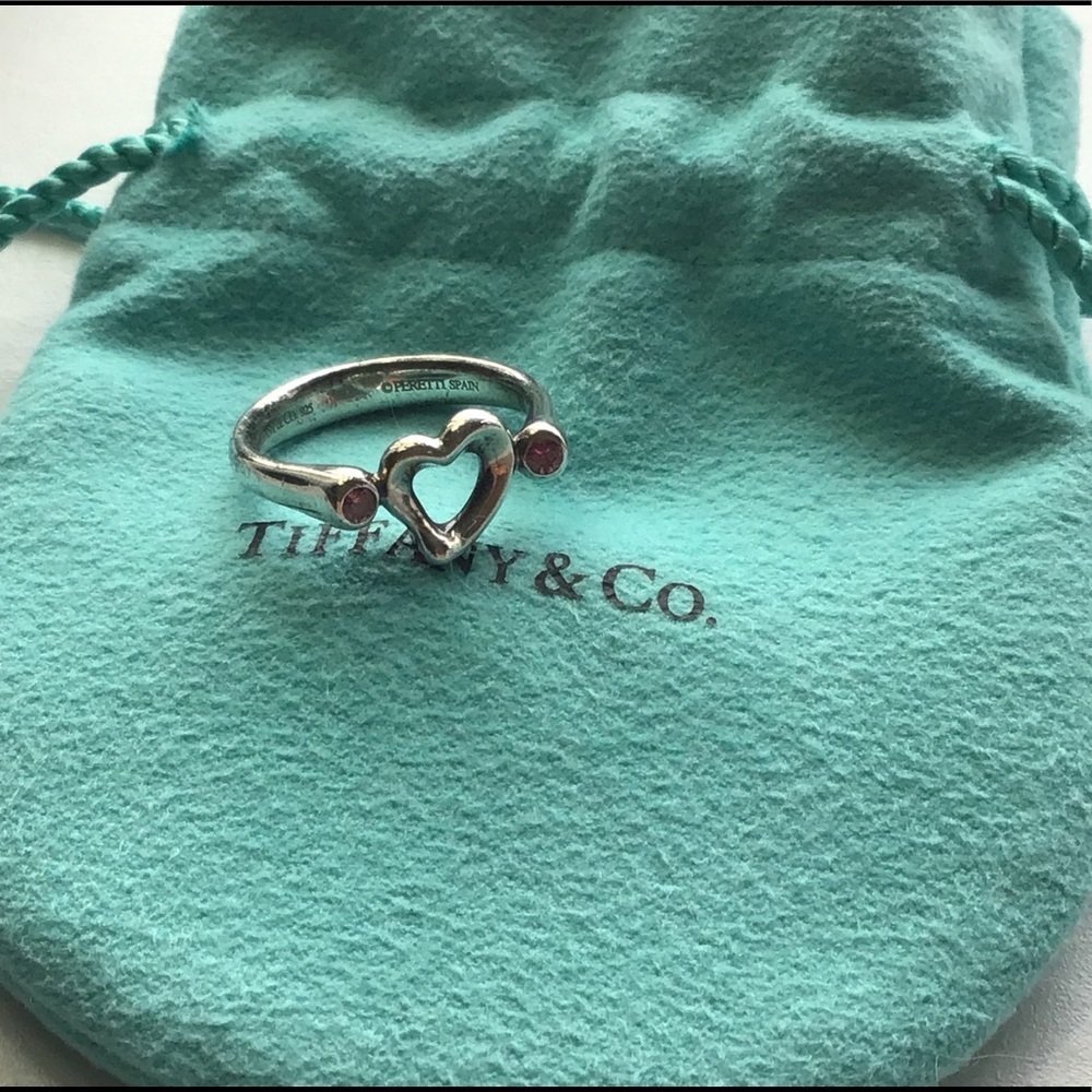 Tiffany & Co. Elsa Peretti Pink Sapphire Open Heart Ring